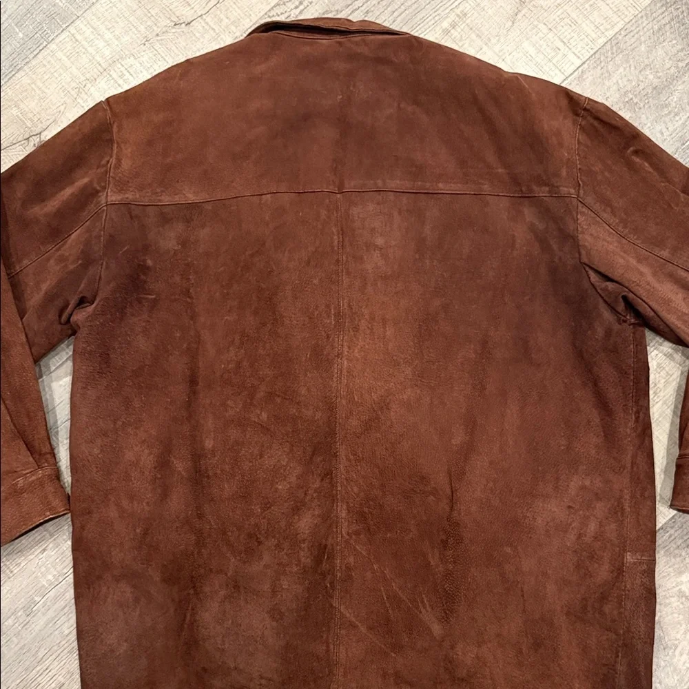 Vintage GUESS Men's Dark Brown Suede Shirt Jacket - Picture 12 of 16